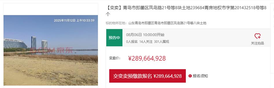 约2.9亿元！即墨区凤岛路八块土地启动司法变卖